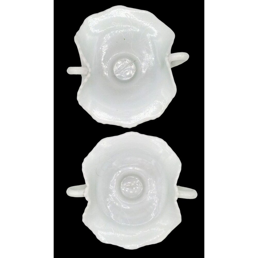 Candy Tray Hobnail Milk Glass Ruffle Trim Custard Dish Dove Detail Vintage Pair